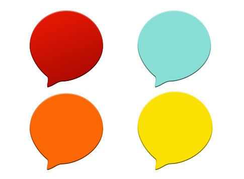 Multicolored speech bubble. Communication concept. Social network. Colored cloud. Speak, discussion, chat, symbol talking, communicate, friendship and dialogue diverse cultures