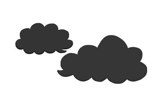 Double Black Speech Bubble As A Cloud In White Background