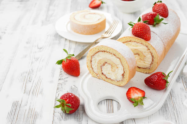 istock Tasty roll cake stuffed with cream cheese 1318172549