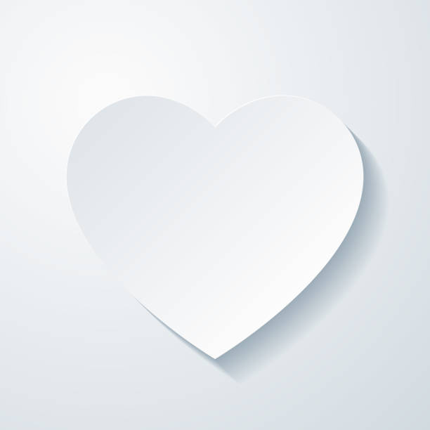 心。空白の背景にペーパーカット効果を持つアイコン - love heart shape i love you holiday点のイラスト素材／クリップアート素材／マンガ素材／アイコン素材