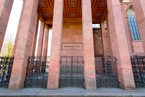 Kant's tomb in Kaliningrad in Russia. Immanuel Kant was a German philosopher and one of the central Enlightenment thinkers.