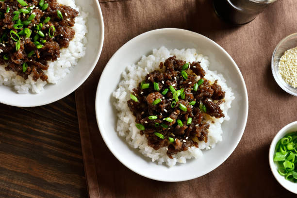 istock Korean ground beef and rice bowls 1318186865