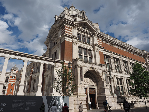 Uganda House at Trafalgar Square in City of Westminster, London, with people visible on the street.