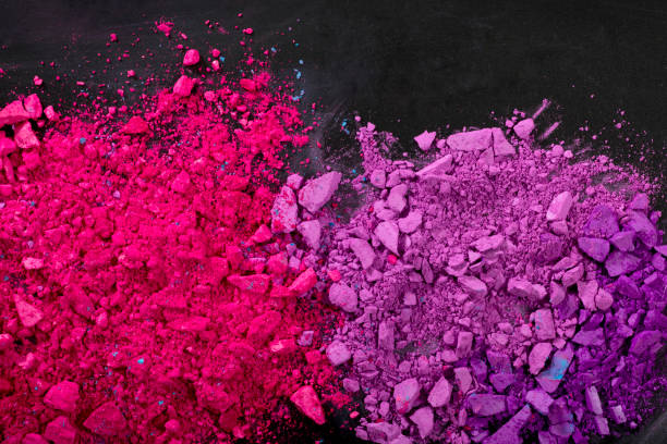 istock Colorful ground powder for eyeshadow on a black background. View from above, 1318193276