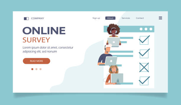 istock Survey of customer satisfaction. Big paper with ticks and crosses. Small people characters. Vector illustration in flat style 1318198250