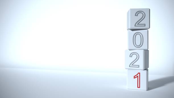 istock Blocks with sign 2021 on a white background. 3D rendering 1318200135