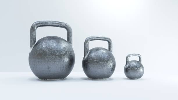 istock 3d rendering. kettlebells on a white background. fitness equipment 1318205550