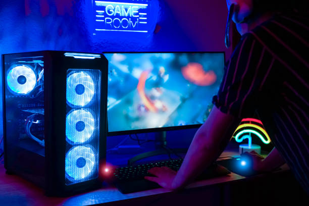 istock Young gamer playing online - The best game for the computer. New technology game trends and entertainment concept - Image 1318208036