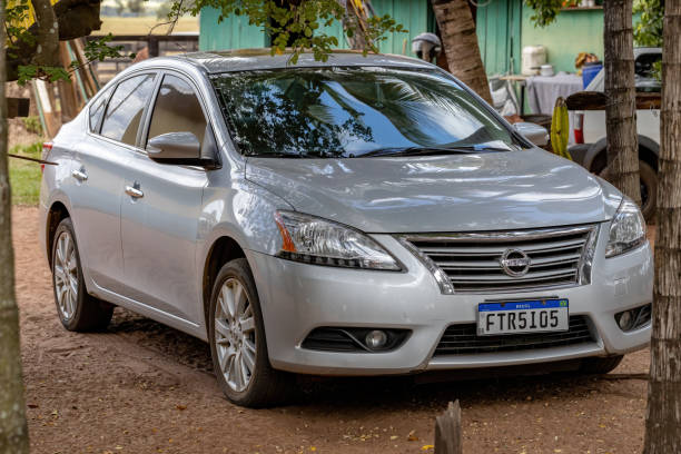 Cassilandia, Mato Grosso do Sul, Brazil - 2021 05 01: Sedan car model nissan sentra in silver color