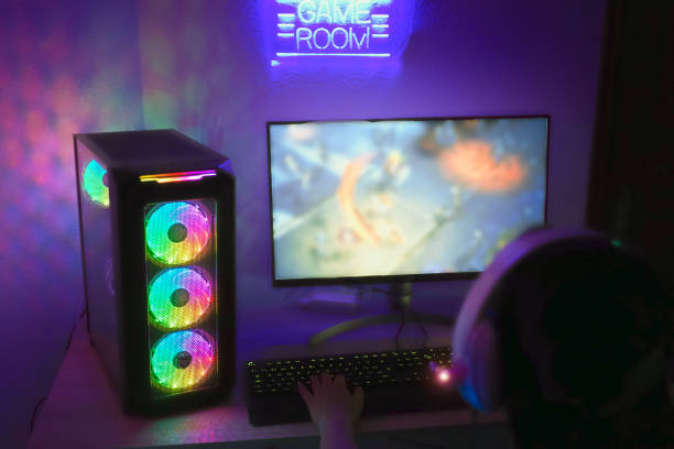 istock Young gamer playing online - The best game for the computer. New technology game trends and entertainment concept - Image 1318208043