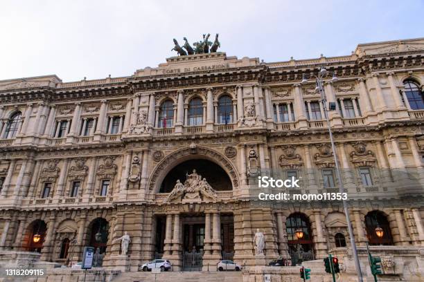 Palace Of Justice Home To Supreme Court Of Cassation And The Judicial Public Library In Rome Italy Stock Photo - Download Image Now