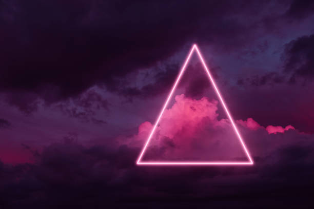 istock Geometric stunning neon lights in the dramatic sky 1318210659