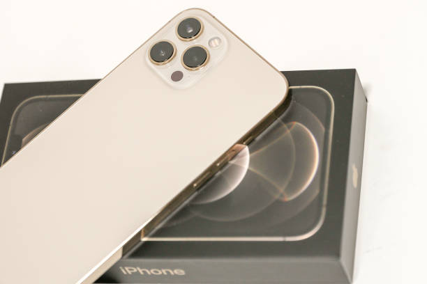 IPhone 12 pro max, Smartphone Closeup stock photo