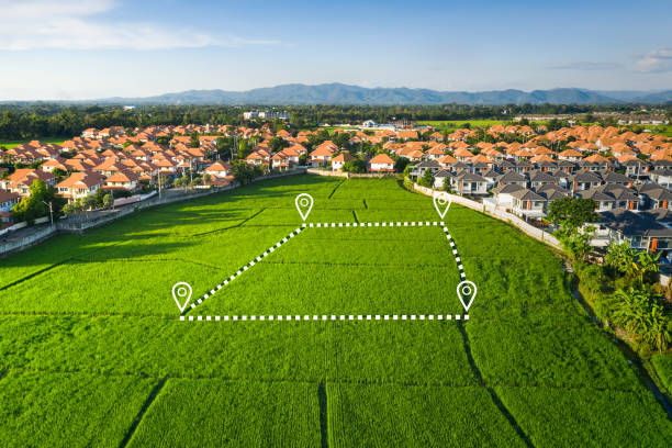istock Land plot in aerial view for development or investment. 1318213903
