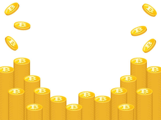 istock Illustration background material of gold coins that pile up and shine. Bitcoin. Screen ratio 4: 3. 1318226485