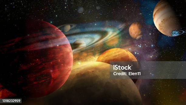 Beautiful Planets In Space Collage Elements Of This Image Furnished By Nasa Stock Photo - Download Image Now