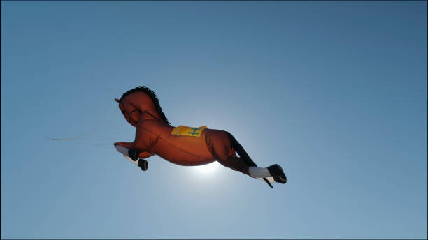 istock Kites flying in clear blue sky. Childhood fun. 1318237100