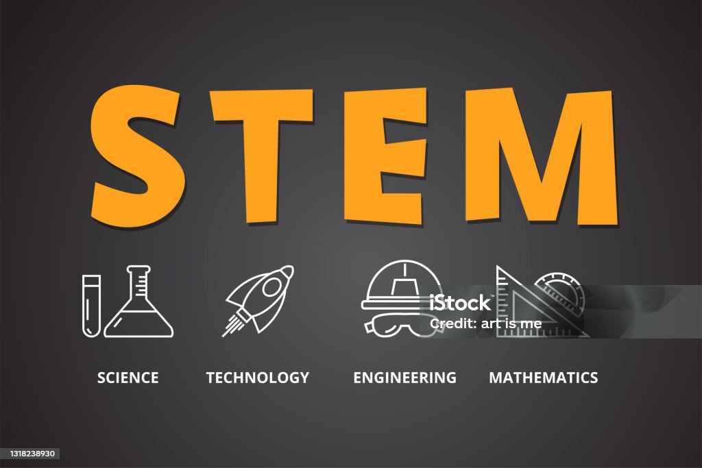 STEM Eğitim Kavramı , Fen Teknolojisi Mühendisliği ve Matematik - Royalty-free STEM - Konu Vector Art