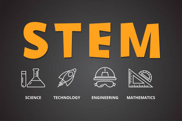 STEM Education Concept , Science Technology Engineering and Maths STEM Education Concept , Science Technology Engineering and Maths, icon style vector design stem education stock illustrations