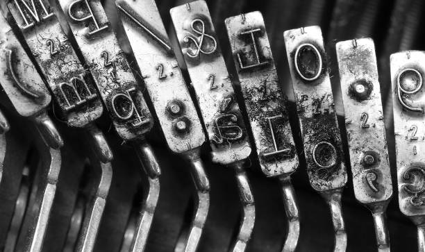 headlight hammers of a typewriter stained with ink headlight hammers of an old typewriter stained with ink publisher photos stock pictures, royalty-free photos & images