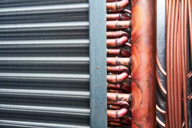 air handling unit Heat Exchanger Condenser Evaporator heating cooling close-up air handling unit Heat Exchanger Heating and Cooling Coils Air Exchanger stock pictures, royalty-free photos & images