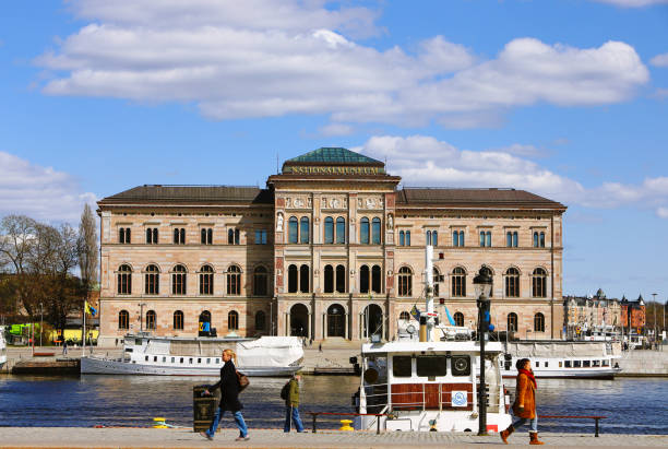 Stockholm, Sweden - April 30, 2021: Exterior view of the National musem building.