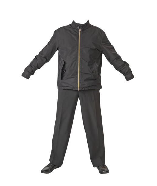 istock men's jacket , pants  and leather shoes isolated on white background. 1318244649