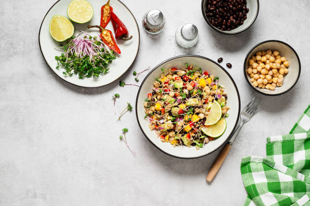 istock Healthy quinoa black bean salad with mango and avocado 1318246780