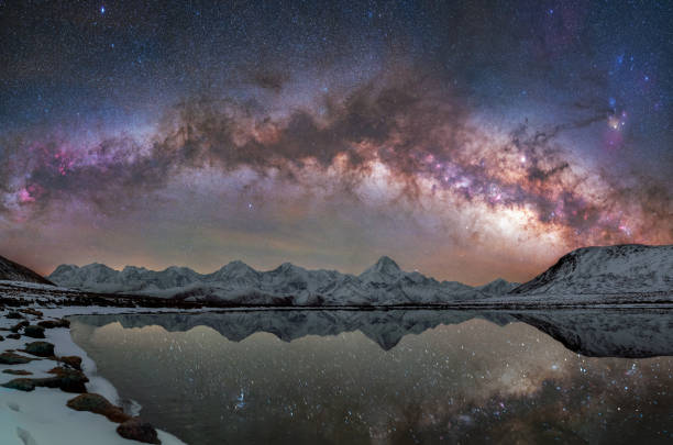 istock milky way bridge above snow mountain and lake 1318249454
