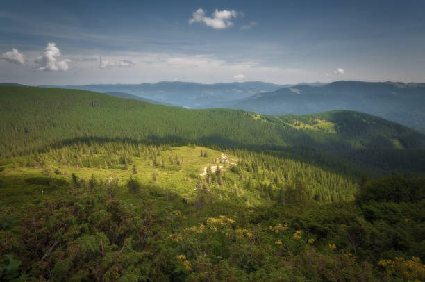 istock Mountain valley during sunrise. Natural summer landscape 1318250888