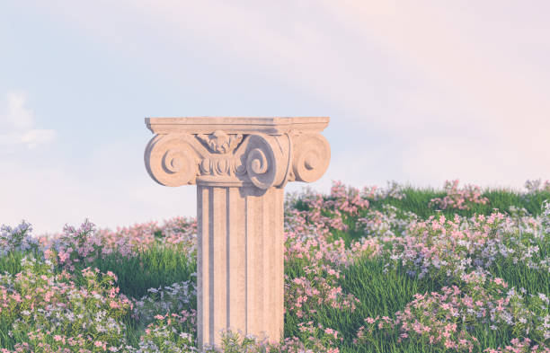 istock Natural beauty podium backdrop with spring flower field scene. 1318253525