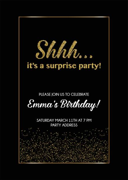 Surprise Party Secret Party Invitation Stock Illustration - Download Image  Now - Anniversary, Bright, Celebration - iStock