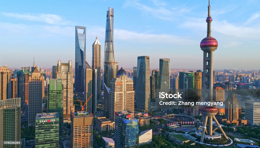 Aerial view of shanghai skyline Shanghai Stock Photo