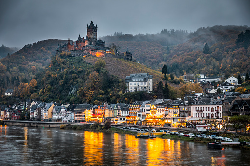 Cityscape of Cochem and the River Moselle in Germany