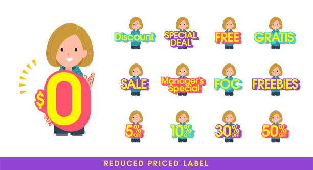 eine reihe von frauen in einem hoodie mit viel pop in englisch - off englisches wort stock-grafiken, -clipart, -cartoons und -symbole