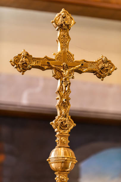 istock ancient crucifix with jesus in gold 1318258804