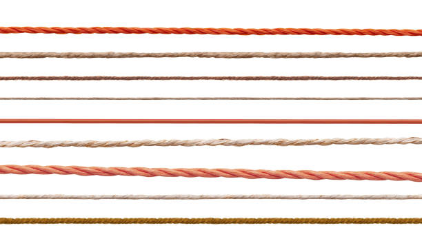 wool string rope cord cable line collection of  various strings on white background. each one is shot separately ball of wool photos stock pictures, royalty-free photos & images