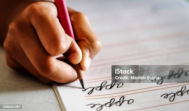 Cursive Writing Stock Photo - Download Image Now - Handwriting, Child, Lead