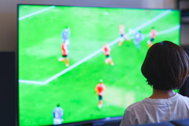 istock Japanese middle aged woman watching TV program 1318265358