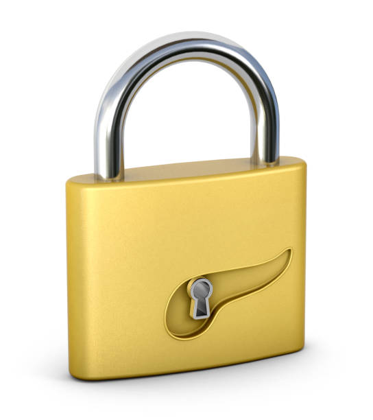 istock Engraved pancreas shape on a golden lock. Safety concept. 3d illustration. 1318269010