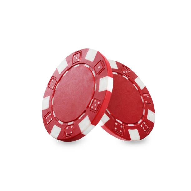 istock Red casino chips on white background. Poker game 1318269194