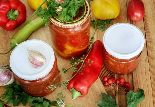 istock Home canning: canned bell peppers in glass jars 1318272409