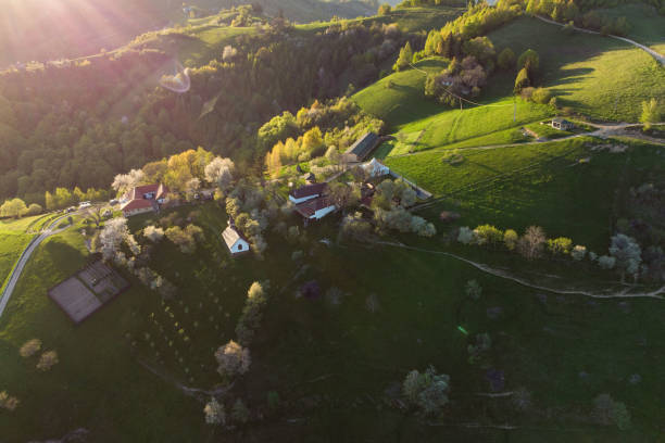 istock Rural mountain landscape with remote Romanian village 1318272702