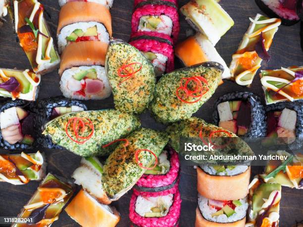 Sushi Stock Photo - Download Image Now - Black Color, Camel Colored, Color Image