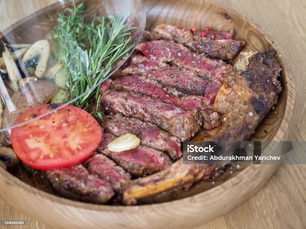 steak steak on a plate Barbecue - Meal Stock Photo