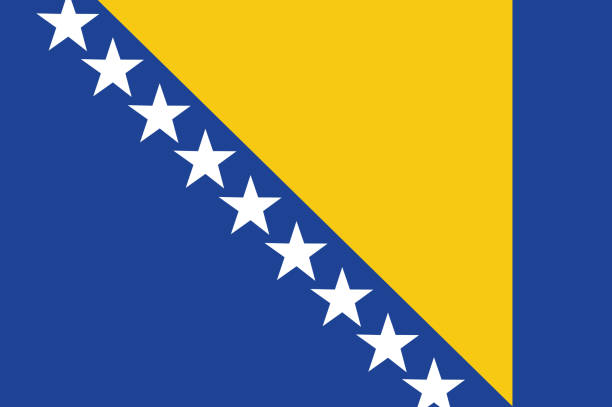 illustrazioni stock, clip art, cartoni animati e icone di tendenza di bandiera vettoriale della repubblica di bosnia ed erzegovina. bandiera nazionale della bosnia-erzegovina. illustrazione - bosnia herzegovinan flag