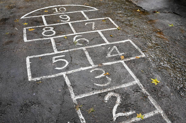 istock Hopscotch is popular street game. 1318288956