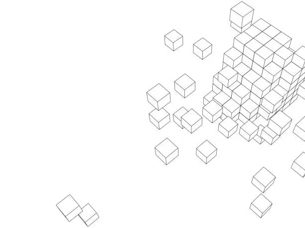 Vector illustration of line structure cube,Abstract Backgrounds