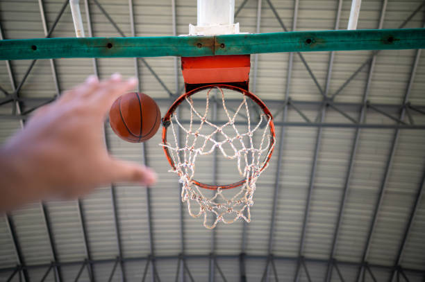 istock Basketball ball player throwing ball into the hoop 1318298122