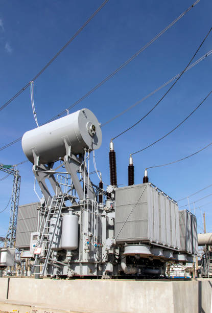 istock Powerful power transformer for industrial high voltage substation 1318298855